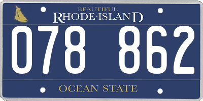 RI license plate 078862