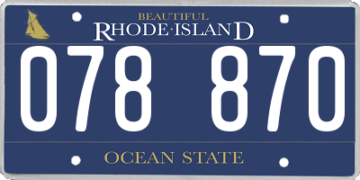 RI license plate 078870