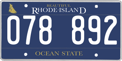 RI license plate 078892