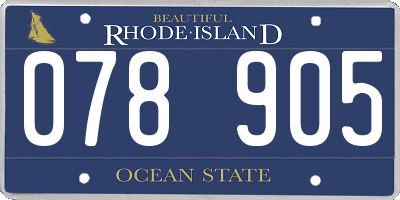 RI license plate 078905