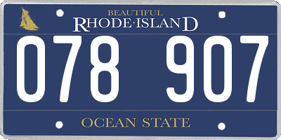 RI license plate 078907