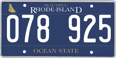 RI license plate 078925