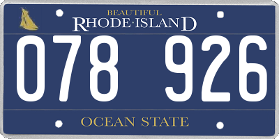 RI license plate 078926