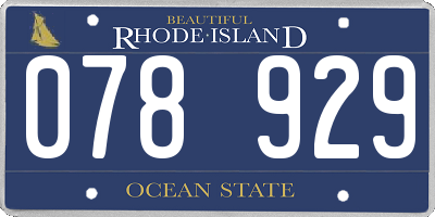 RI license plate 078929