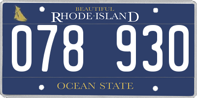 RI license plate 078930