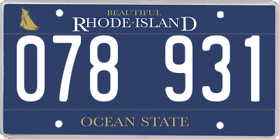 RI license plate 078931