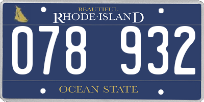 RI license plate 078932