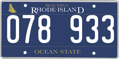 RI license plate 078933