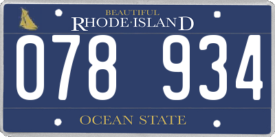RI license plate 078934