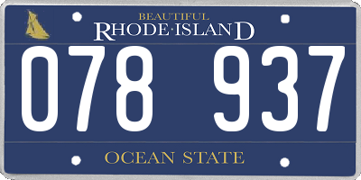RI license plate 078937