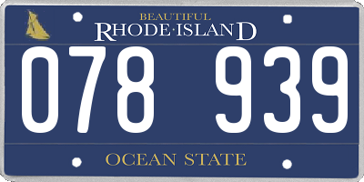 RI license plate 078939
