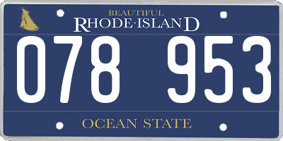 RI license plate 078953
