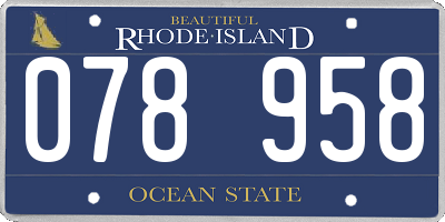 RI license plate 078958