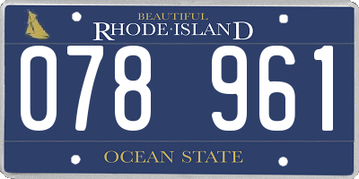 RI license plate 078961