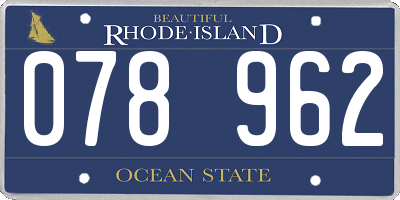 RI license plate 078962