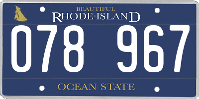 RI license plate 078967