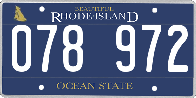 RI license plate 078972