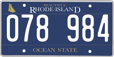 RI license plate 078984