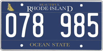 RI license plate 078985
