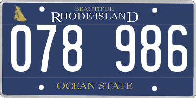 RI license plate 078986