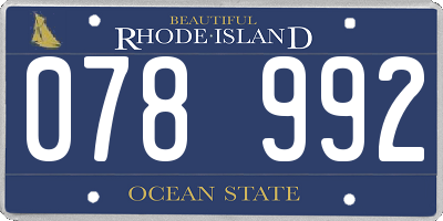 RI license plate 078992