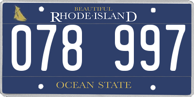RI license plate 078997