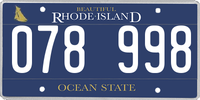 RI license plate 078998