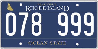 RI license plate 078999