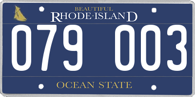 RI license plate 079003
