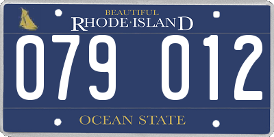 RI license plate 079012