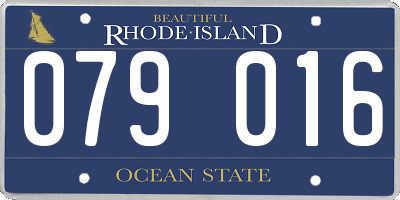 RI license plate 079016