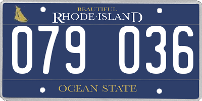 RI license plate 079036