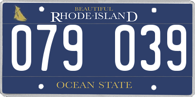 RI license plate 079039