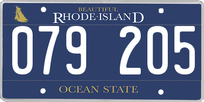 RI license plate 079205