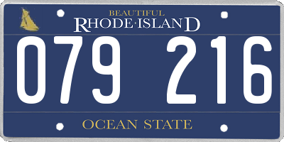 RI license plate 079216