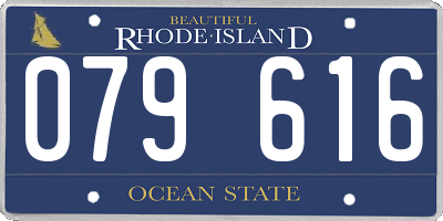 RI license plate 079616