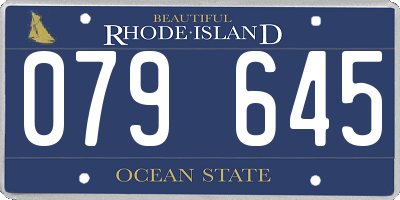 RI license plate 079645