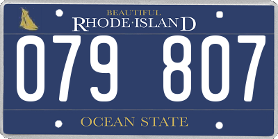 RI license plate 079807