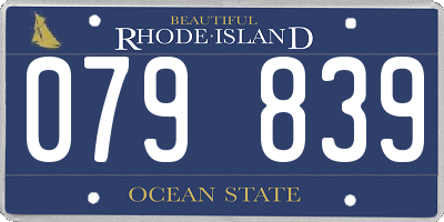 RI license plate 079839