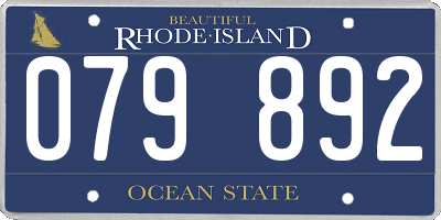 RI license plate 079892