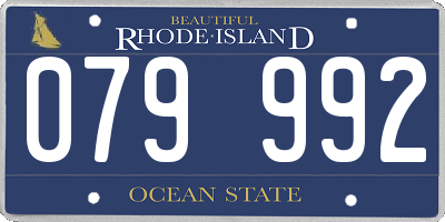 RI license plate 079992