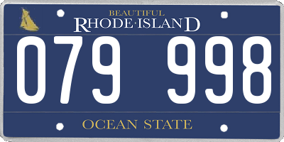 RI license plate 079998