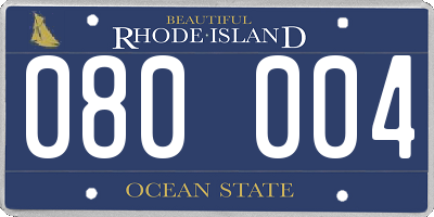 RI license plate 080004