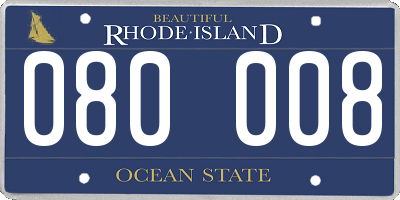 RI license plate 080008