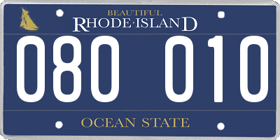 RI license plate 080010