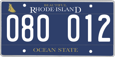 RI license plate 080012
