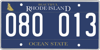 RI license plate 080013