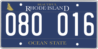 RI license plate 080016