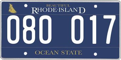RI license plate 080017