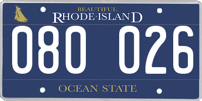RI license plate 080026